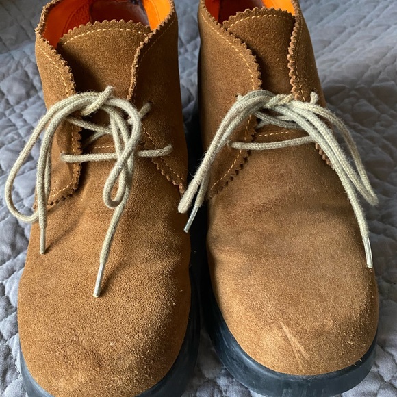 Vintage 90s retro fashion bug suede leather platforms 7.5 - Picture 2 of 5